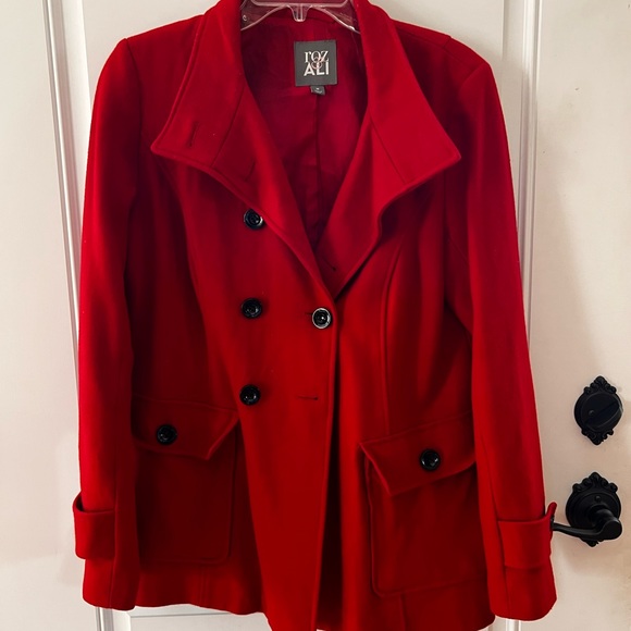 Roz & Ali Red Pea Coat - Medium - Picture 2 of 5